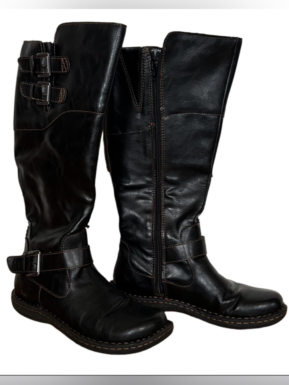 BORN tall riding boots with buckle comfy flat sole women 6.5